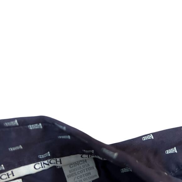 Cinch Men's Country Western Oil Derrick Print Shirt 2XL Button Down Navy Blue - Picture 4 of 8